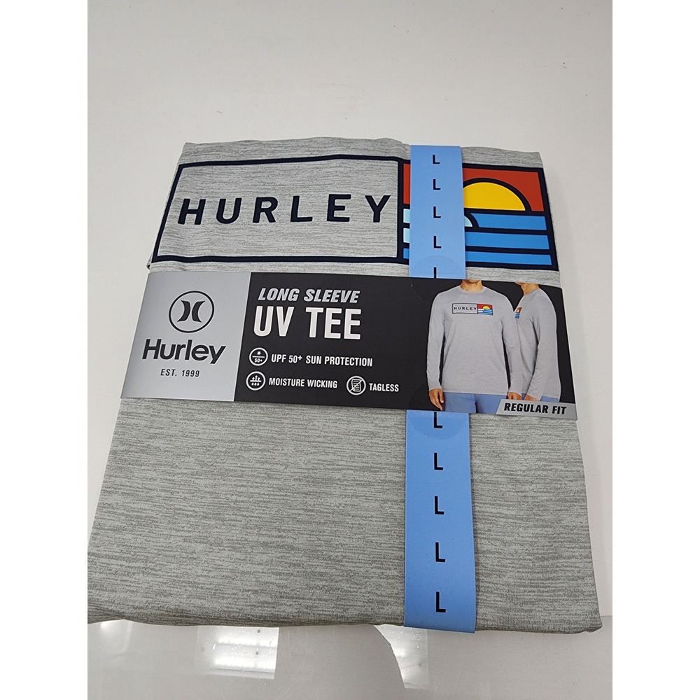 Hurley Mens Long Sleeve UV Tee Gray Polyester Blend Athletic Size Large